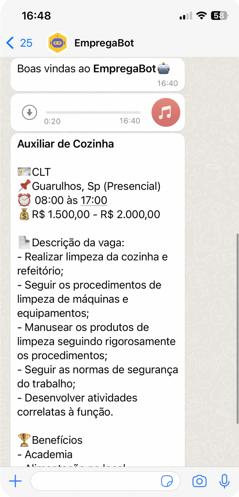 Anunciar vaga de emprego no WhatsApp